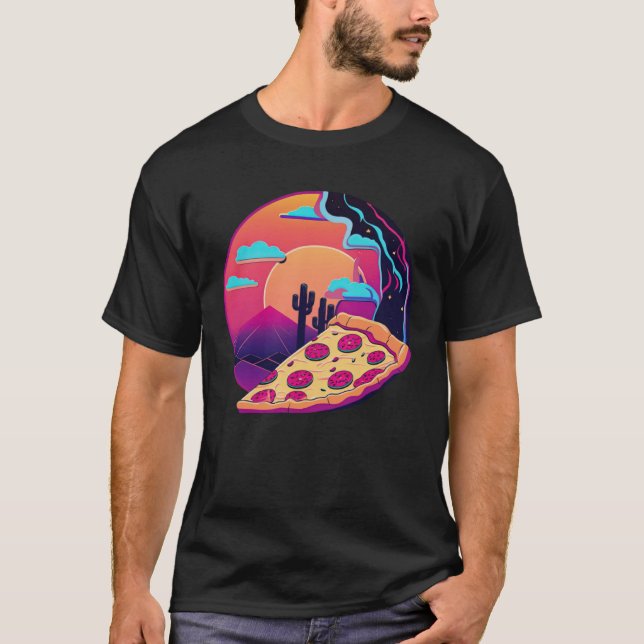 Camiseta Aesthetic Pizza Party with 80s Retrowave (Anverso)