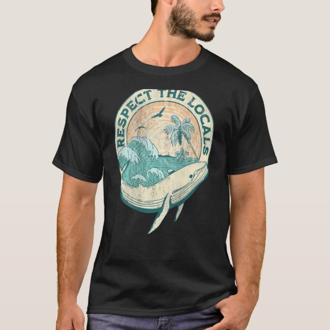 Camiseta Aesthetic Respect The Local  Ocean Word On Back (Anverso)