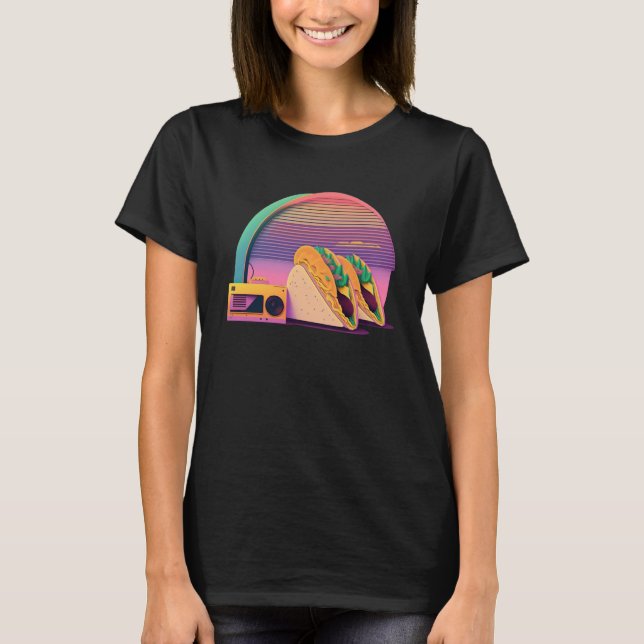 Camiseta Aesthetic Synthwave Tacos with 80s Aesthetic (Anverso)