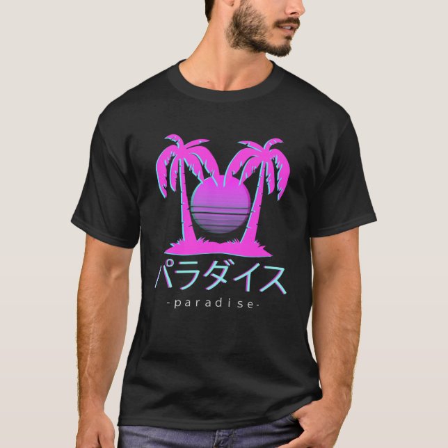 Camiseta Aesthetic Vaporwave Otaku Japanese Paradise Sunset (Anverso)