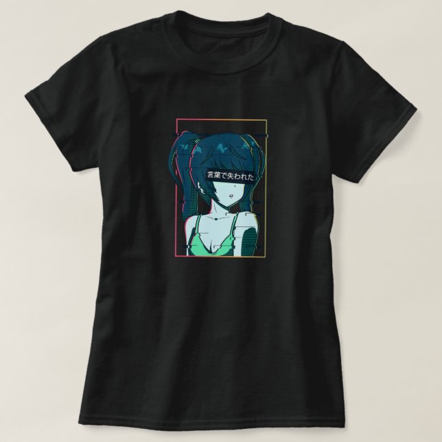 Camiseta Aesthetic Vaporwave Shy Waifu Anime Girl (Diseño del anverso)