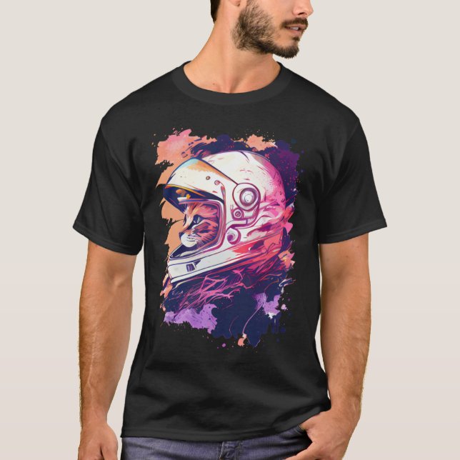 Camiseta Aesthetic Vaporwave Space Cat 80s 90s Astronaut  6 (Anverso)