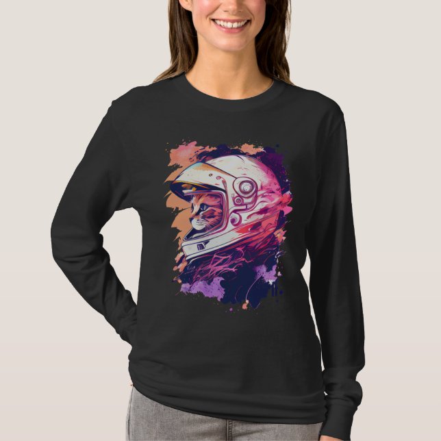 Camiseta Aesthetic Vaporwave Space Cat 80s 90s Astronaut  6 (Anverso)