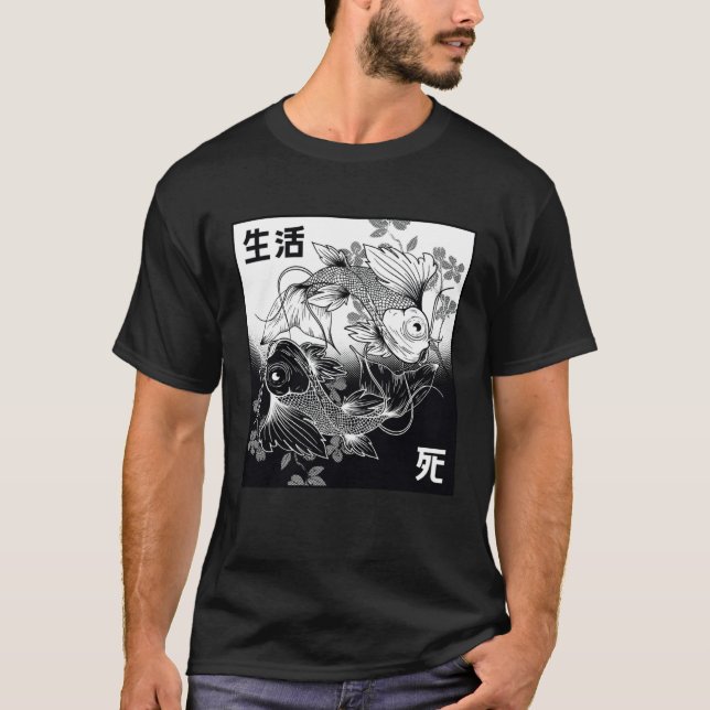 Camiseta Aesthetic Yin Yang Koi Dark Horror  Grunge Clothes (Anverso)