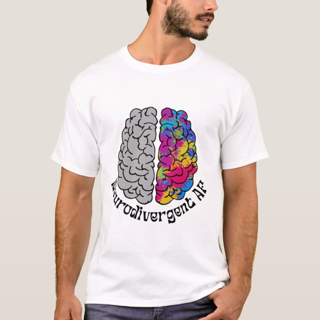 Camiseta AF Neurodivergente - Cerebro multicolor desatado a (Anverso)