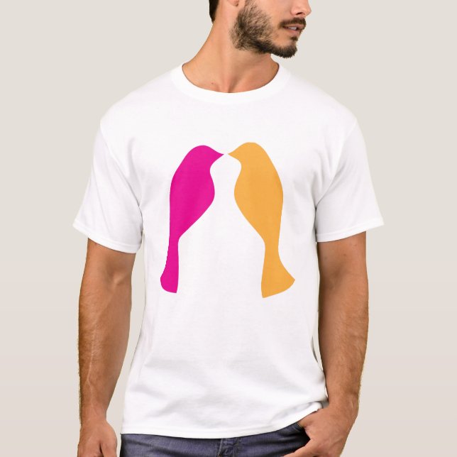 Camiseta Afecto de pareja de aves amorosas (Anverso)