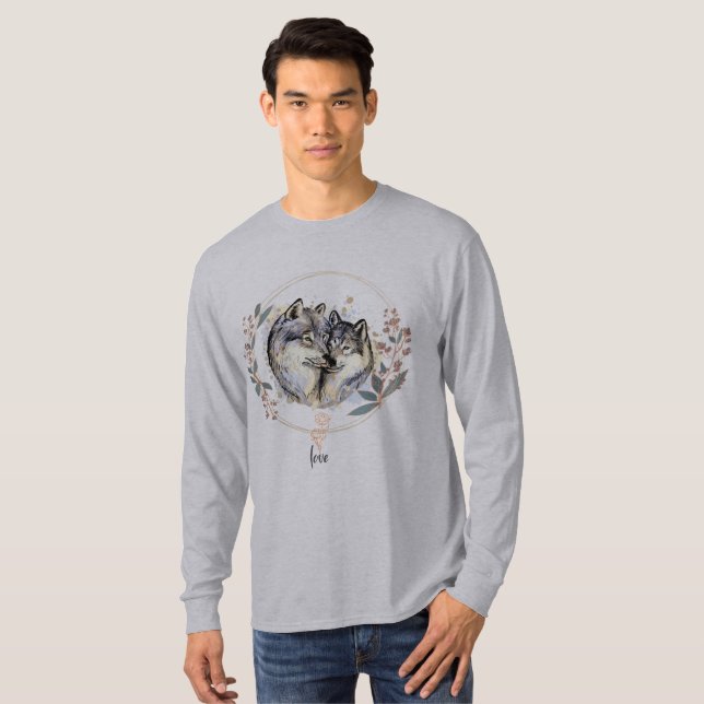 Camiseta Afecto salvaje - Lobos enamorados Ilustracion (Anverso completo)