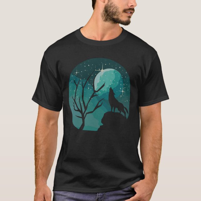 Camiseta Afeitación de Wolf Forest Animal Moon Nature Love (Anverso)