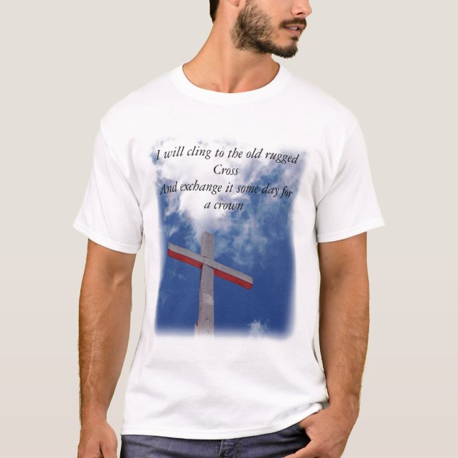 Camiseta Aférrese en la vieja cruz rugosa (Anverso)