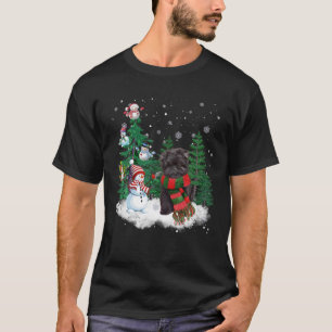 Camiseta Affenpinscher Dog Navidades Snowman Xmas Tree Paja