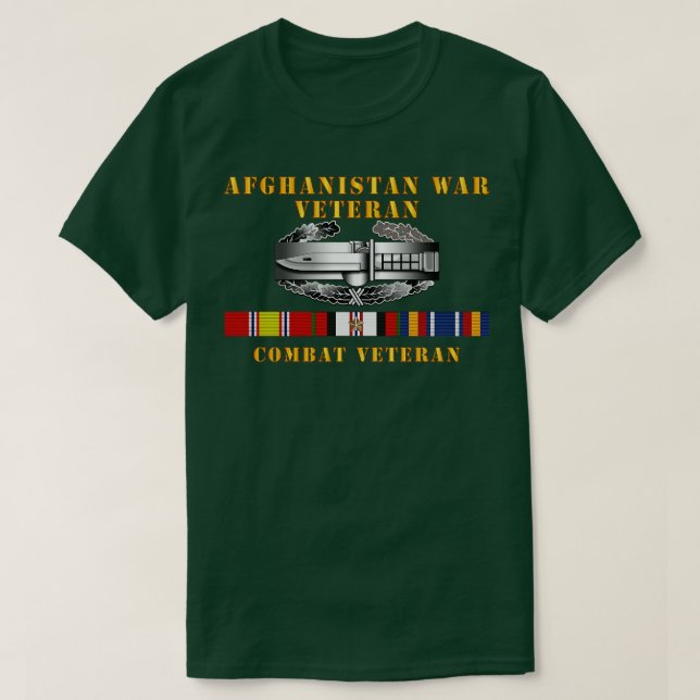Camiseta Afganistán: Insignia de acción de combate de veter (Diseño del anverso)
