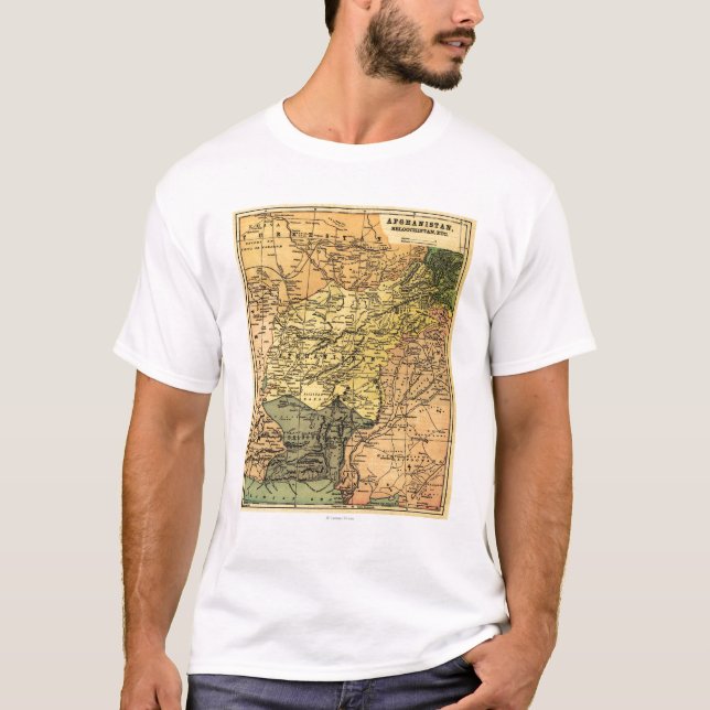 Camiseta Afganistán y mapa circundante de los países (Anverso)