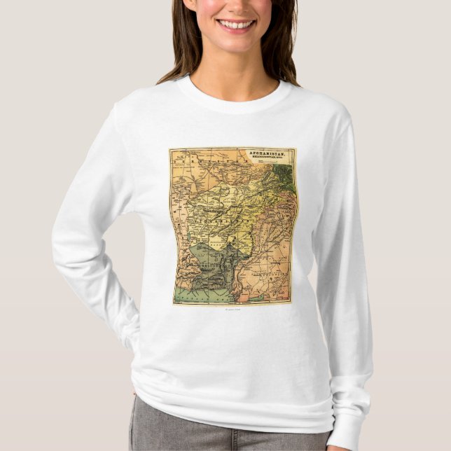 Camiseta Afganistán y mapa circundante de los países (Anverso)