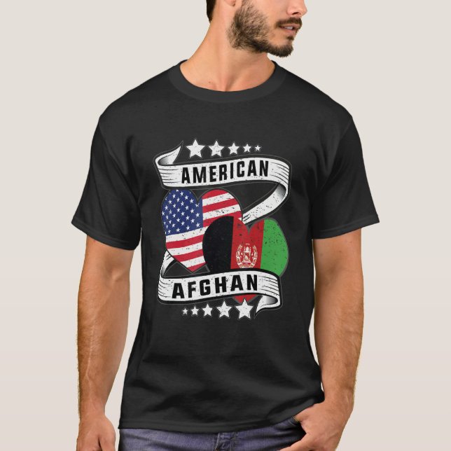 Camiseta Afghan American Half Afghan half American flag hea (Anverso)