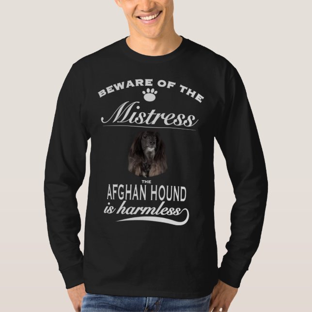 Camiseta Afghan Hound   beware of the mistress  Afghan Houn (Anverso)
