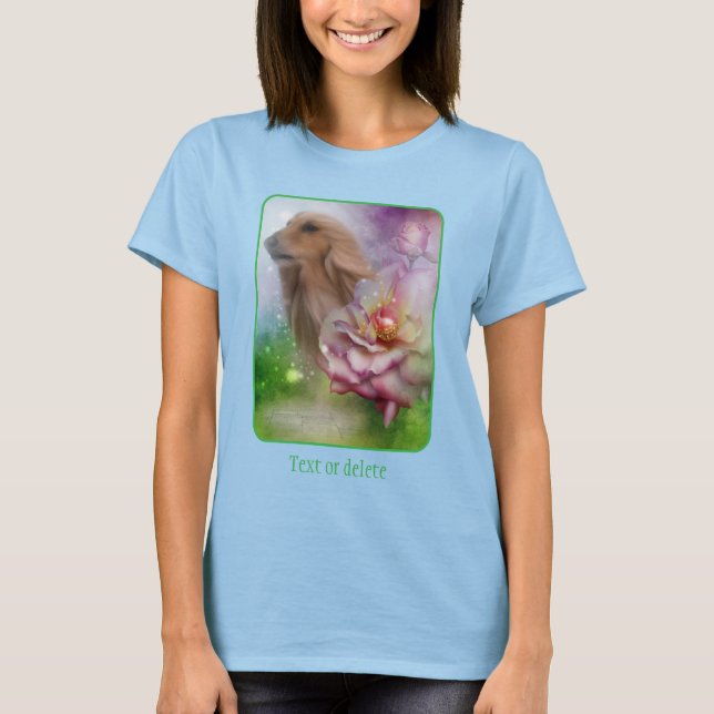 Camiseta Afghan Hound Fantasy Flowers Dog Art  (Anverso)