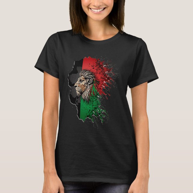 Camiseta Afghanistan Flag Lion Free Afghanistan (Anverso)