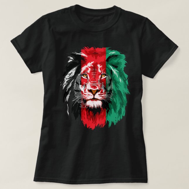 Camiseta Afghanistan Flag Lion Free Afghanistan T-Shirt (Diseño del anverso)