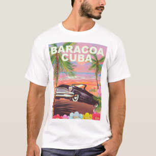 Camiseta Afiche de Baracoa Cuba sobre viajes en auto