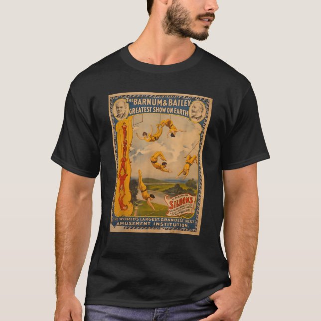 Camiseta Afiche de época Circus Trapeze Act Retro (Anverso)