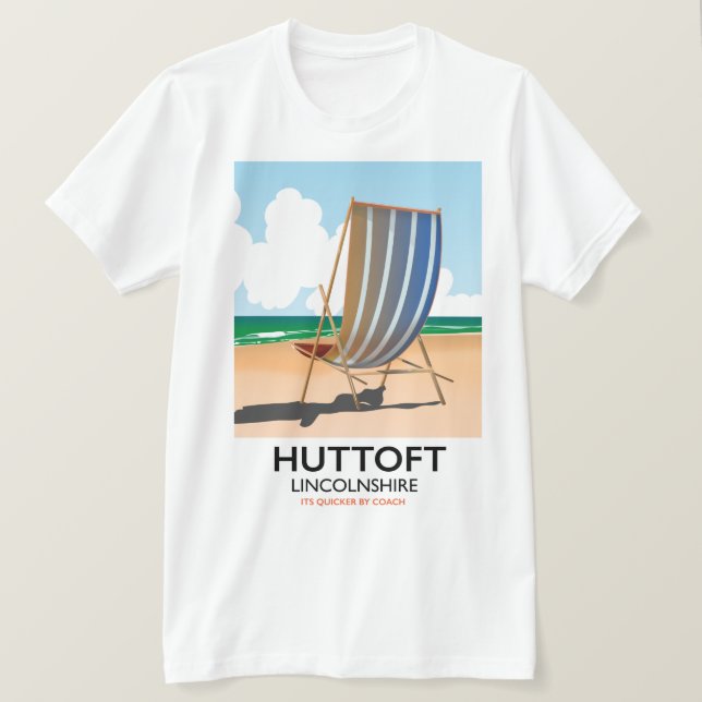 Camiseta Afiche de Huttoft de viajes junto al mar. (Anverso del diseño)