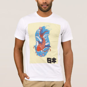 Camiseta Afiche de la cosecha de pescado del Koi de Japón
