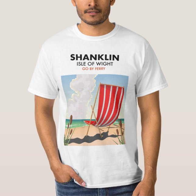 Camiseta Afiche de la isla Shanklin Beach de wight travel. (Anverso)
