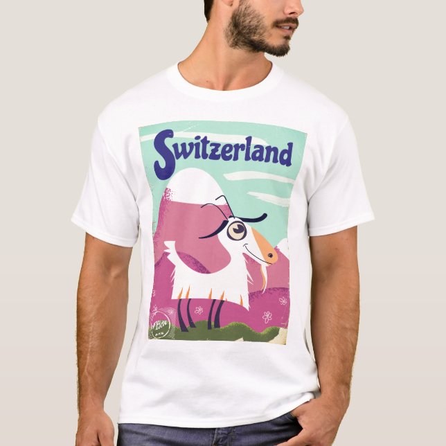 Camiseta Afiche de viaje al estilo de la época de Suiza (Anverso)