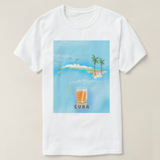 Camiseta Afiche de viaje con mapa ilustrado de Cuba