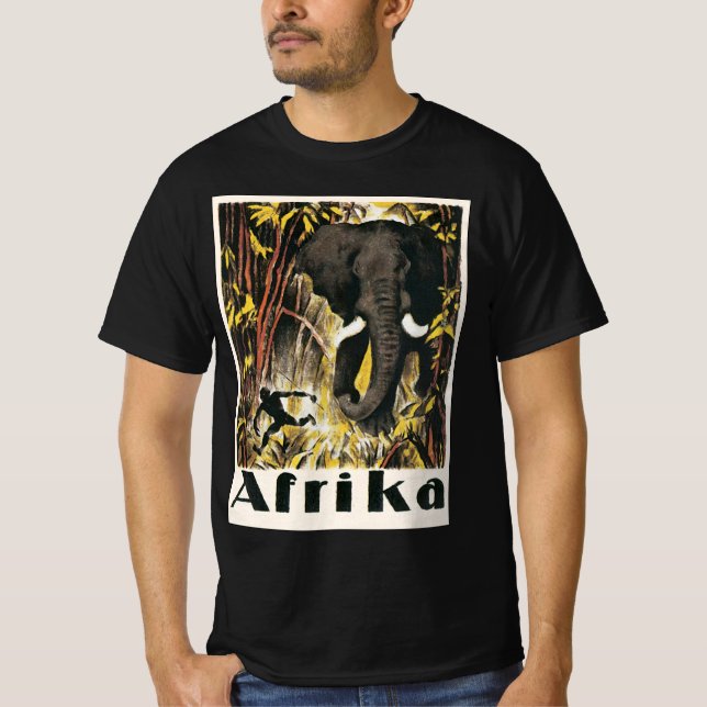 Camiseta Afiche de viaje de África de la época vieja, elefa (Anverso)
