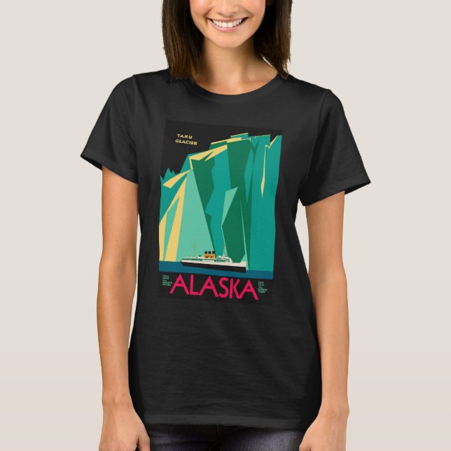 Camiseta Afiche de viaje de Alaska vintage, Glaciar Taku (Anverso)