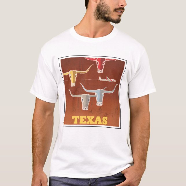 Camiseta Afiche De Viaje De American Airlines A Texas (Anverso)