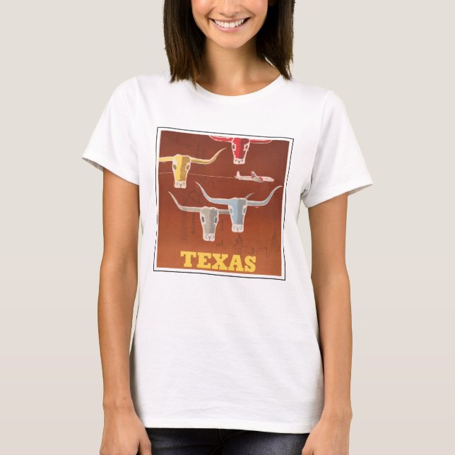 Camiseta Afiche De Viaje De American Airlines A Texas (Anverso)