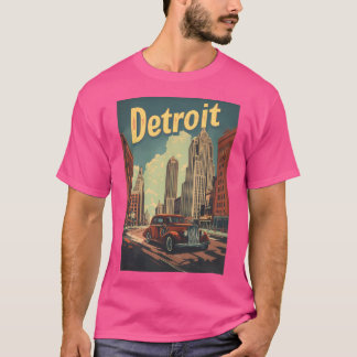 Camiseta Afiche de viaje de Detroit Retro