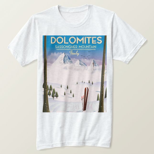 Camiseta Afiche de viaje de Dolomitas Sassongher Mountain I (Anverso del diseño)