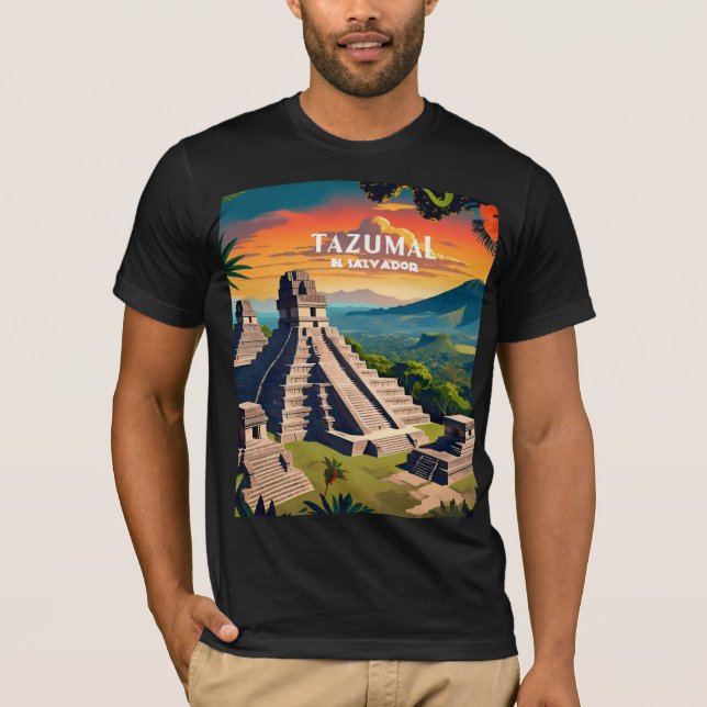 Camiseta Afiche de viaje de El Salvador: El Tazumal (Anverso)