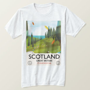 Camiseta Afiche de viaje de Escocia "Es más rápido por tren
