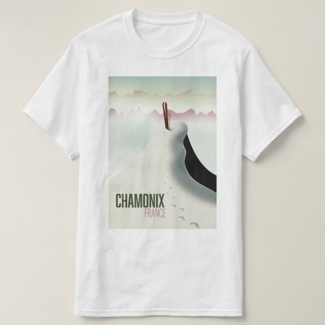 Camiseta Afiche de viaje de esquí de Chamonix France (Diseño del anverso)