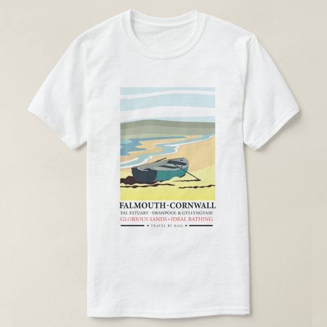 Camiseta Afiche de viaje de Falmouth Cornwall (Diseño del anverso)