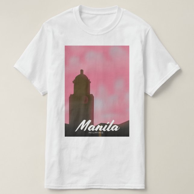 Camiseta Afiche de viaje de Filipinas en Manila. (Diseño del anverso)