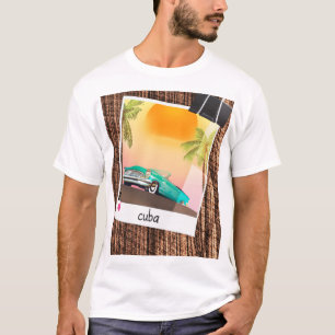 Camiseta Afiche de viaje de fotos de autos antiguos cubanos