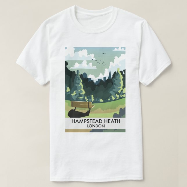 Camiseta Afiche de viaje de Hampstead Heath London. (Diseño del anverso)