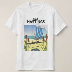 Camiseta Afiche de viaje de Hastings East Sussex beach