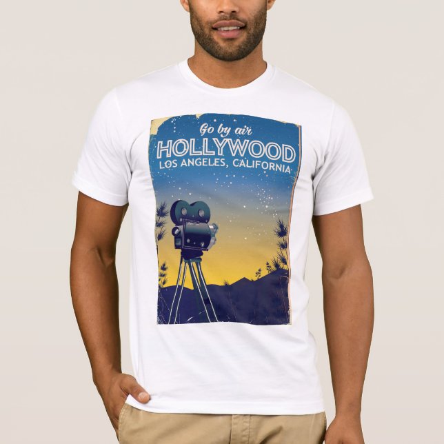 Camiseta Afiche de viaje de Hollywood Los Angeles Californi (Anverso)