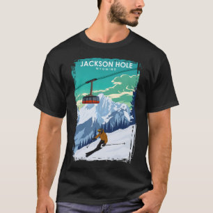 Camiseta Afiche de viaje de Jackson Hole Wyoming