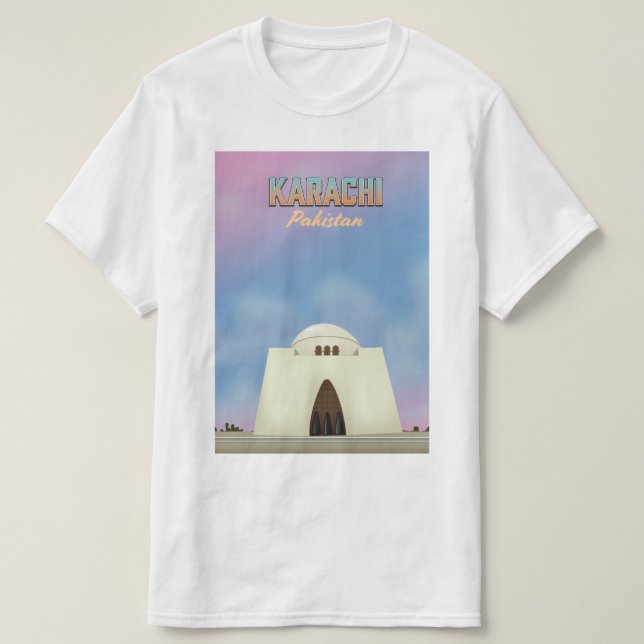 Camiseta Afiche de viaje de Karachi en Pakistán (Diseño del anverso)