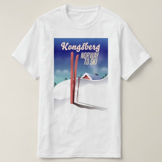 Camiseta Afiche de viaje de Kongsberg para esquiar por la c (Diseño del anverso)