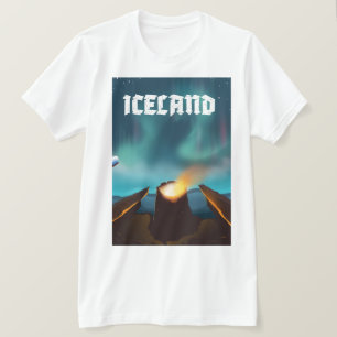 Camiseta Afiche de viaje de la aurora boreal de Islandia