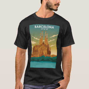 Camiseta Afiche de viaje de la Catedral de Barcelona España