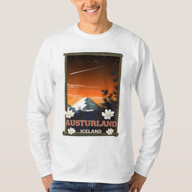 Camiseta Afiche de viaje de la isla de Austurland (Anverso)